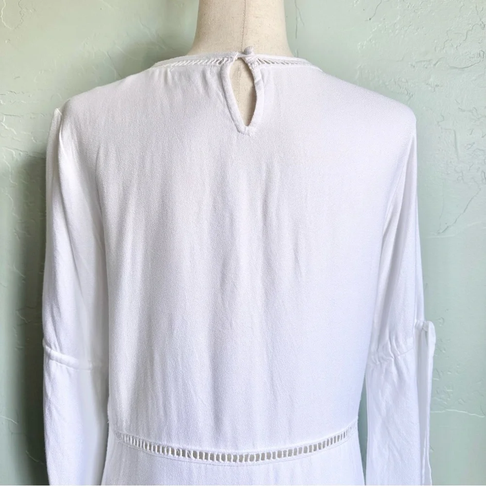 Amuse Society White On The Go Dress Crochet‎ Insets SZ Small Boho Coastal Resort